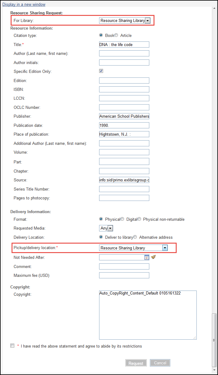 Primo Get It Tab – For Library and Pickup/Delivery Location Fields